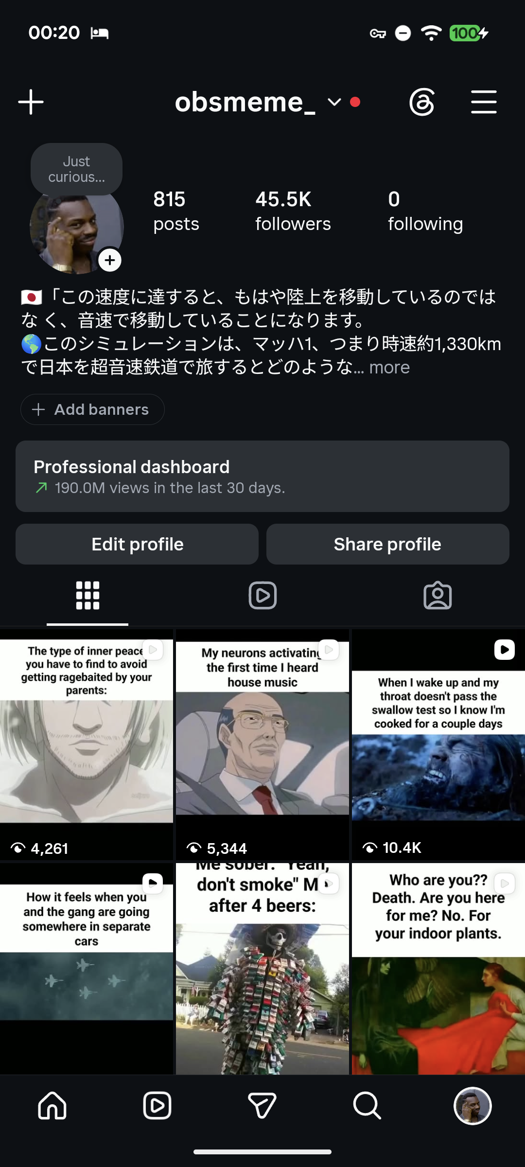 obsmeme_ Instagram profile